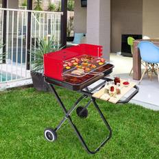 OutSunny Charcoal BBQs OutSunny Foldable Barbecue Grill with Wheels Black
