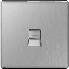 BG Flatplate Screwless Telephone Master 1 Gang Brushed Steel