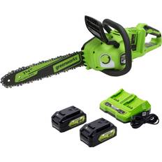 40.0 V Motosierrre Greenworks 2 x 24V (48V) 4.0Ah 14 in. Chainsaw, Includes (2) USB Batteries and Charger, 2017902