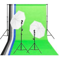 vidaXL Fotostudio-Beleuchtung Set mit Hintergründen & Schirmen Weiß