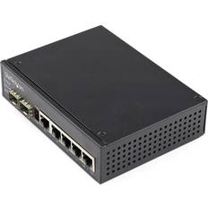 4 port poe StarTech IES1G52UPDIN 6 Port Gigabit Ethernet Switch 4 PoE RJ45 +2 SFP Slots 30W PoE+ 48VDC 10/100/1000