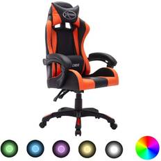 Be Basic Fauteuil de Jeux Vidéo avec LED Fauteuil de Bureau Chaise de Course Chaise d'Ordinateur Fauteuil Inclinable RVB Orange et Noir Similicuir