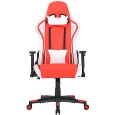 Gaming Chairs Hanover Commando Red & White Ergonomic Racer Gaming Chair Height Adjustable Gas Lift Tilt Recline High Quality Padding HGC0113