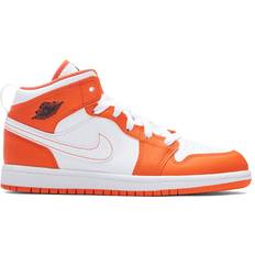 Orange Trainers Nike Air Jordan 1 Mid SE PS - Electro Orange/Black/White