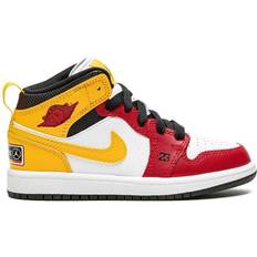 Rubber Trainers Nike Air Jordan 1 Mid SE PS - White/Black/University Gold/Gym Red