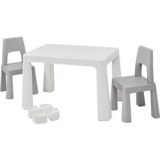 Liberty House Toys Kid's Height Adjustable Table & 2 Chairs Set Grey/White