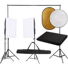 vidaXL Fotostudio med lampor, bakgrund och reflexskärm