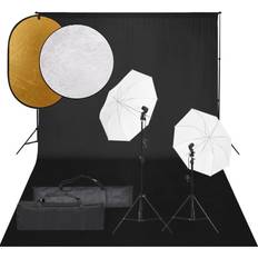 vidaXL Kit de Studio Photo avec Eclairage Toile de Fond et Réflecteur Lumière de Photographie Système de Fond Kit de Support de Fond