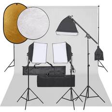 vidaXL fotostudiesæt med lampesæt baggrund og reflektor