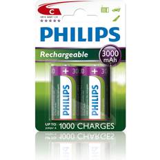 Laddningsbara batterier r14 c Philips R14B2A300/10 2 st Laddningsbara batterier C MULTILIFE NiMH/1,2V/3000 mAh