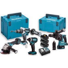 Sets Makita DLX4104TJ1 Combiset DHP486 Accu Klopboormachine DGA513 Haakse Slijper DHR243Z boorhamer DTD153 slagschroevendraaier 18v 5.0Ah Li-ion