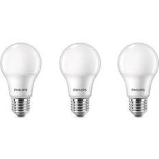 Philips LED pære 8W/827 (60W) mat 3-pak E27