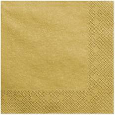PartyDeco 20 Serviettes 33 x 33 cm Décoratif Doré Métallisé Napkins
