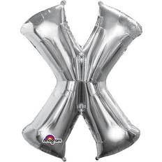 Amscan 10132828 Silver Letter X Balloon 16"-Foil-1 Pc