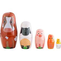 Bigjigs Dukker & Dukkehus Bigjigs Tidlo Wooden Nesting Farm Animal Russian Dolls