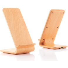 Wireless charger stand InnovaGoods Qistan Wood Effect Wireless Charger with Stand