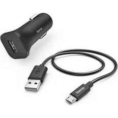 Chargeur de voiture USB Batteries et Chargeurs Hama Kit charge allume cigare, micro-USB, 1 A, noir