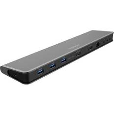 Usb c til ethernet Accell drivrutinsfri USB-C 4K dockningsstation 2 HDMI, 3 USB 3.1 Gen 2 10 Gbps, Gigabit Ethernet och ljudportar Kompatibel med PC, macOS, Androidtelefoner USB-C till C och USB-C till en kabel ingår