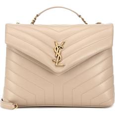 Saint Laurent Loulou Medium Leather Shoulder Bag - Beige