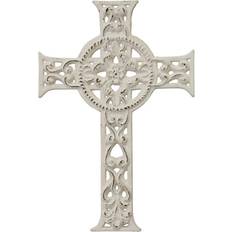 Stonebriar Collection Accents of Faith 11.5" Worn White Cast Iron Hanging Cross Framed Art