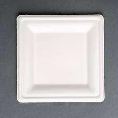 Assiettes Jetables Fiesta Green Compostable Bagasse Square Plates 159mm (Pack of 50)