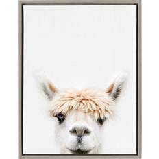 Plastic Framed Art Kate and Laurel 18" x 24" Sylvie Alpaca Bangs Canvas Wall by Amy Peterson Gray Framed Art