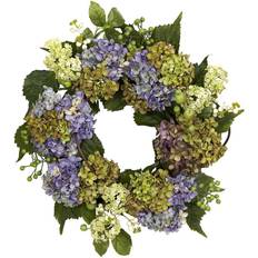 Purple Flowers Nearly Natural 22-in. Silk Hydrangea Wreath, Purple