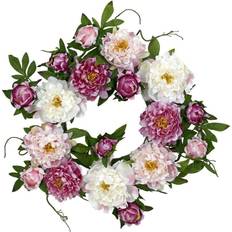 22 in. Artificial Peony Wreath