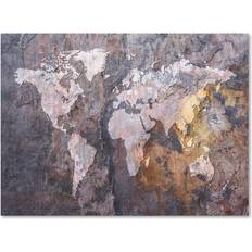 Trademark Fine Art Michael Tompsett 'World Map-Rock' Canvas 18x24 Inches Framed Art