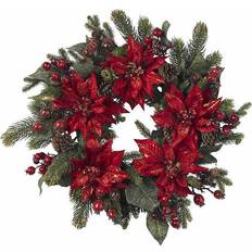 Red berry wreath 24-in. Poinsettia and Berry Wreath, Red