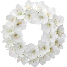 White Decorations Nearly Natural 24" Artificial Amaryllis Wreath White