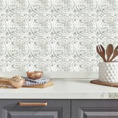 White Self-adhesive Decorations RoomMates TIL4623FLT StickTiles White Tin Peel and Stick Tile Backsplash