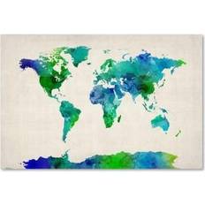 Framed Art Trademark Fine Art Michael Tompsett 'Watercolor Map of the World' Canvas Art,22x32 Framed Art