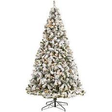 Polyester Christmas Trees Nearly Natural 9' Flocked West Virginia Fir with White LED Lights Christmas Tree 108"