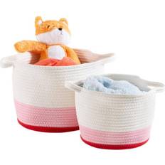 Red Baskets Honey Can Do Nesting with Fringe, White, 3/Set (STO-09535) White Basket