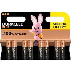 Aa batteri 100 Duracell Plus 100, Engångsbatteri, AA, Alkalisk, 1,5 V, 8 styck, Multifärg