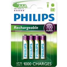 Genopladelig aaa batterier Philips Genopladelige AAA-batterier, 4 stk. 4 stk