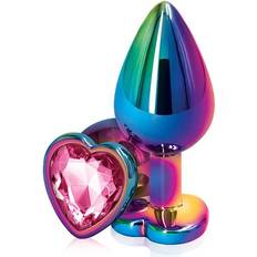 NS Novelties Jouets sexuels NS Novelties Rear Assets Multi Coloured Heart Metal Butt Plug With Pink Heart Gem