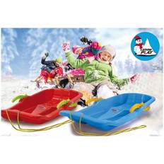 Winterspielzeuge Jamara 460364 – Snow Play Bob Karol med broms 80 cm röd – Styrning genom att dra av respektive handbroms, lina för dragning, aerodynamisk konstruktion, ergonomisk säte, robust plast, 1 kg