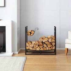 Firewood Baskets on sale Neo Black Firewood Log Rack With Hooks