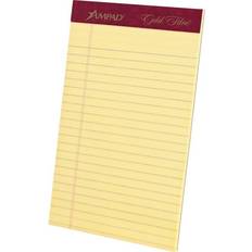 Amarillo Papeles AmpadÂ Gold FibreÂ 5" x 8" Canary, Perforated Notepad, Medium Ruled, 4/Pack Yellow