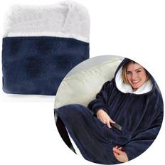 Tæppe hoodie Sleeves/Hoodie Dark Blue Tæppe Blå (100x80cm)