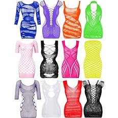 Elastane/Lycra/Spandex Negligées Geyoga Fishnet Lingerie Mesh Babydoll 12-pack