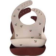 Silicone Bib 2-pack Cherry/Mocca