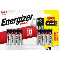 Batteries & Chargers Energizer E301533900 Max AAA Alkaline Batteries-Pack of 8