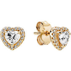 Pandora Elevated Heart Stud Earrings - Gold/Transparent