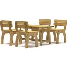 Naturel Ensembles repas de patio vidaXL 3096604 Ensemble repas de patio, 1 Table incluse 4 Chaises