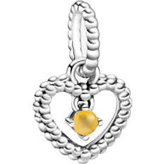 Yellow Charms & Pendants Pandora November Birthstone Heart Dangle Charm - Silver/Yellow