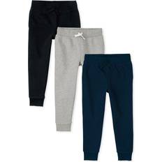 The Children's Place Boy's Uniform Fleece Jogger Pants 3-pack - Black/Smokeb 10/New Navy