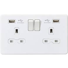 Knightsbridge SFR9224MW SFR9224 2G Socket with USB, 230 V, Matt White